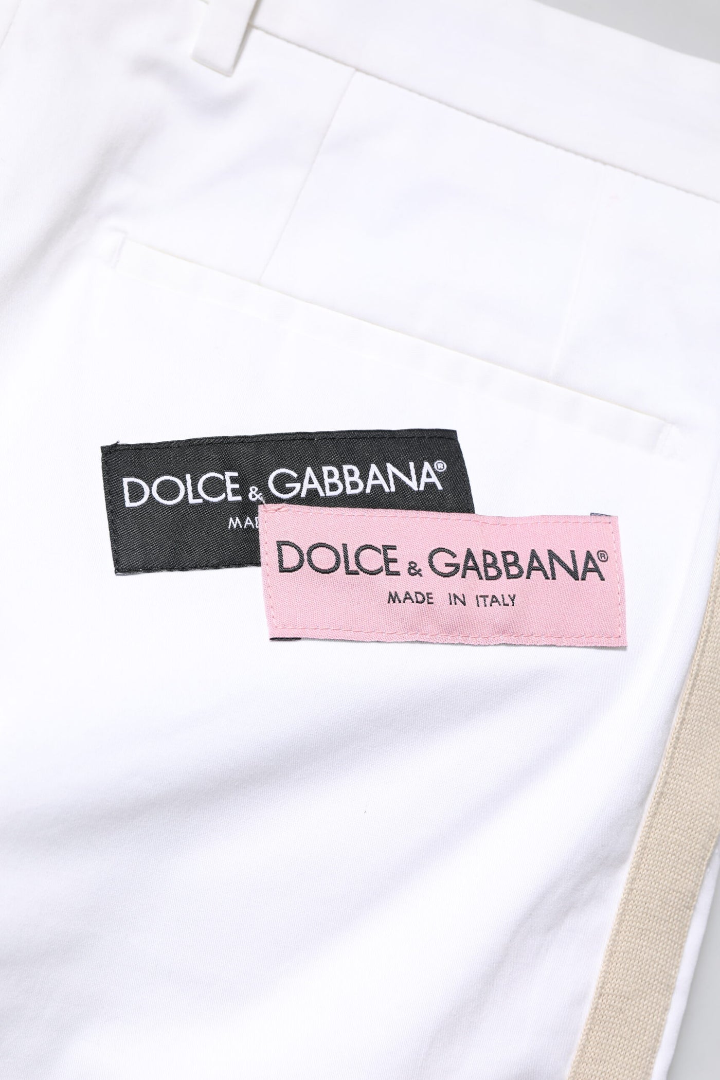 Pantalon droit en coton blanc avec logo Dolce &amp; Gabbana pour homme
