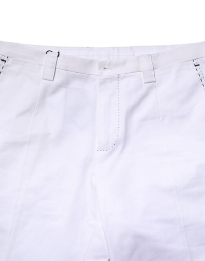 Pantalon droit en coton blanc avec logo Dolce &amp; Gabbana pour homme
