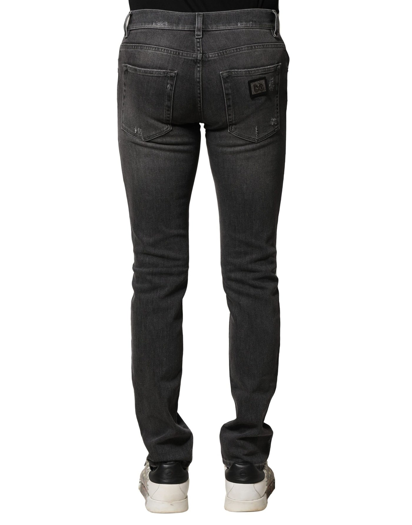 Dolce &amp; Gabbana Zwart Gewassen Gescheurde Slim Fit Denim Jeans