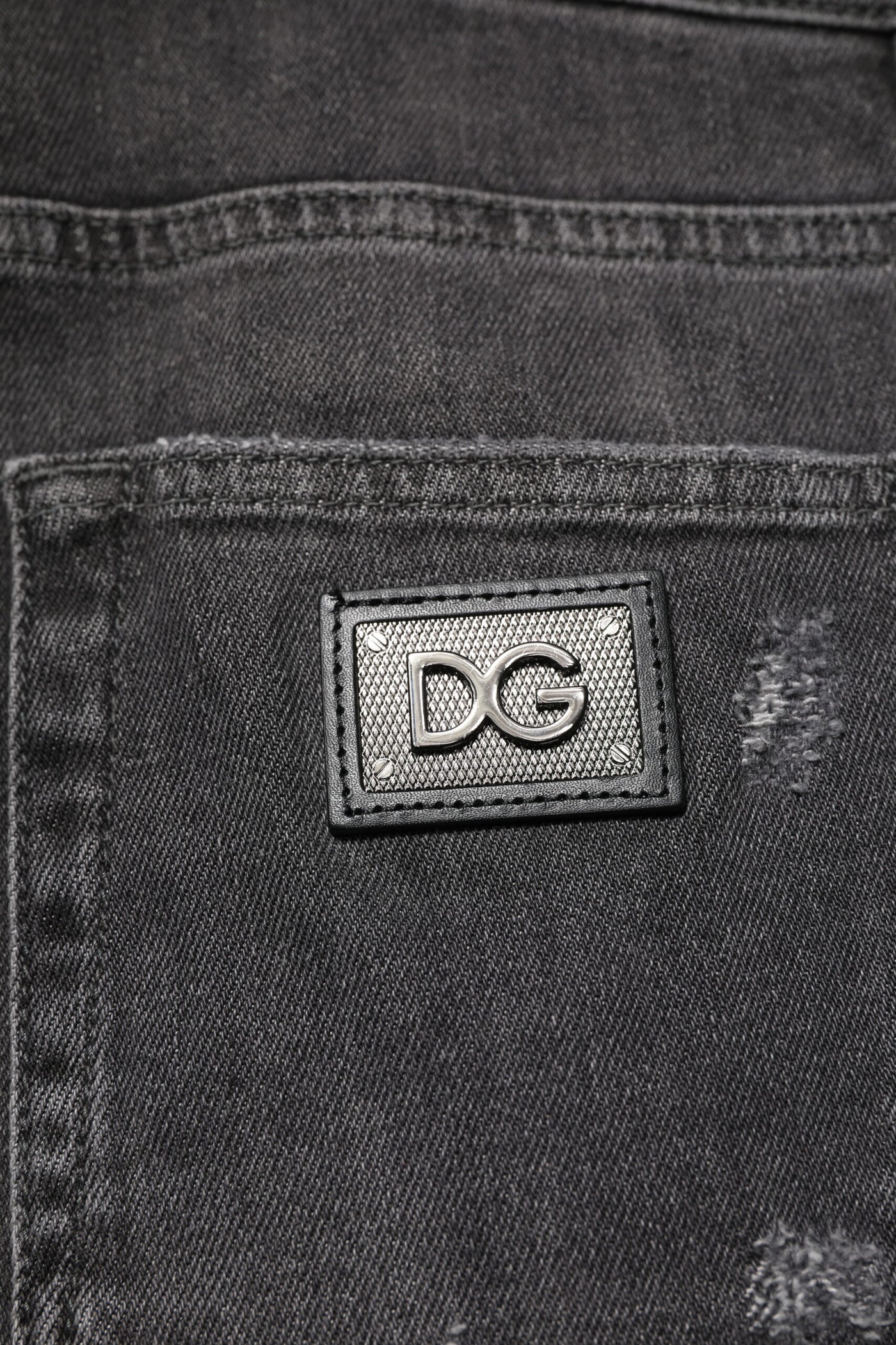 Dolce &amp; Gabbana Zwart Gewassen Gescheurde Slim Fit Denim Jeans