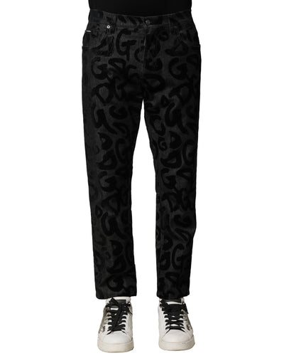 Dolce &amp; Gabbana Grijze Katoenen DG Logo Rechte Heren Denim Jeans