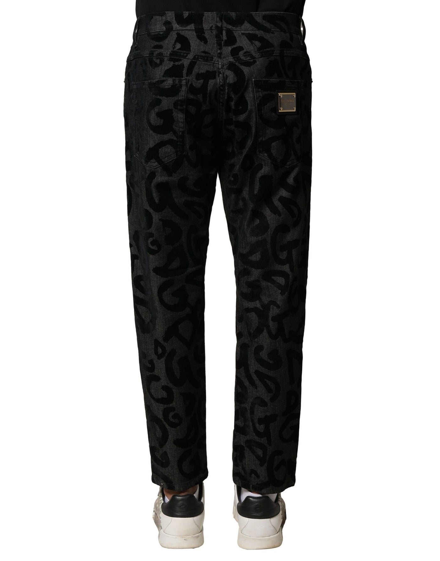 Dolce &amp; Gabbana Grijze Katoenen DG Logo Rechte Heren Denim Jeans