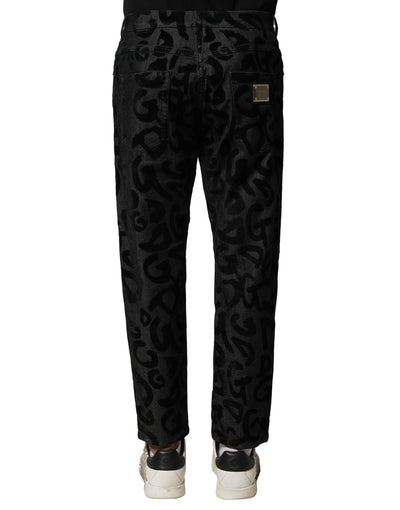 Dolce &amp; Gabbana Grijze Katoenen DG Logo Rechte Heren Denim Jeans