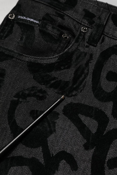 Dolce &amp; Gabbana Grijze Katoenen DG Logo Rechte Heren Denim Jeans