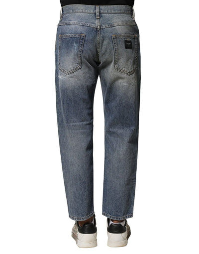 Jean coupe droite en denim bleu délavé Dolce &amp; Gabbana
