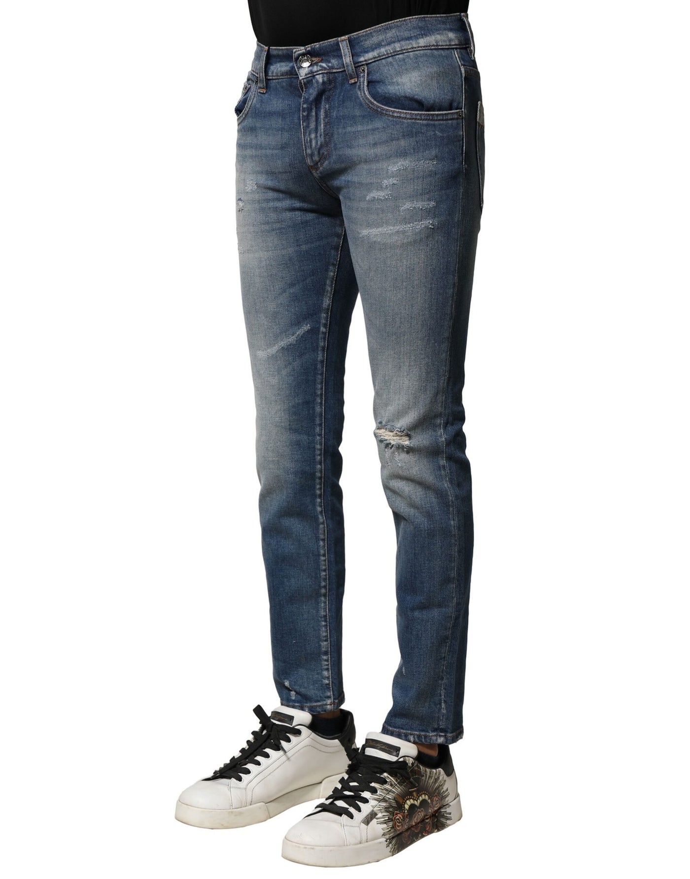 Jean slim en coton délavé bleu Dolce &amp; Gabbana pour homme
