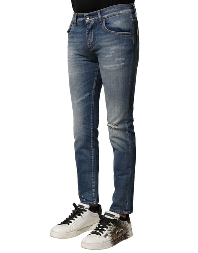 Jean slim en coton délavé bleu Dolce &amp; Gabbana pour homme