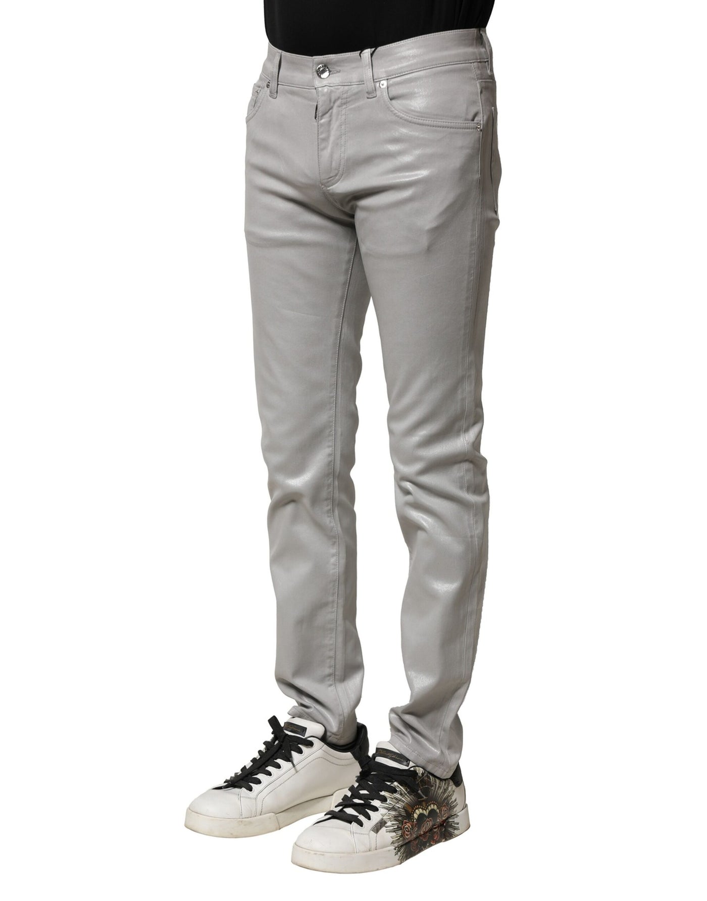 Jean slim en coton gris clair Dolce &amp; Gabbana pour homme
