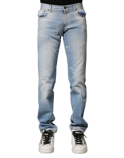 Jean coupe droite délavé bleu clair Dolce &amp; Gabbana