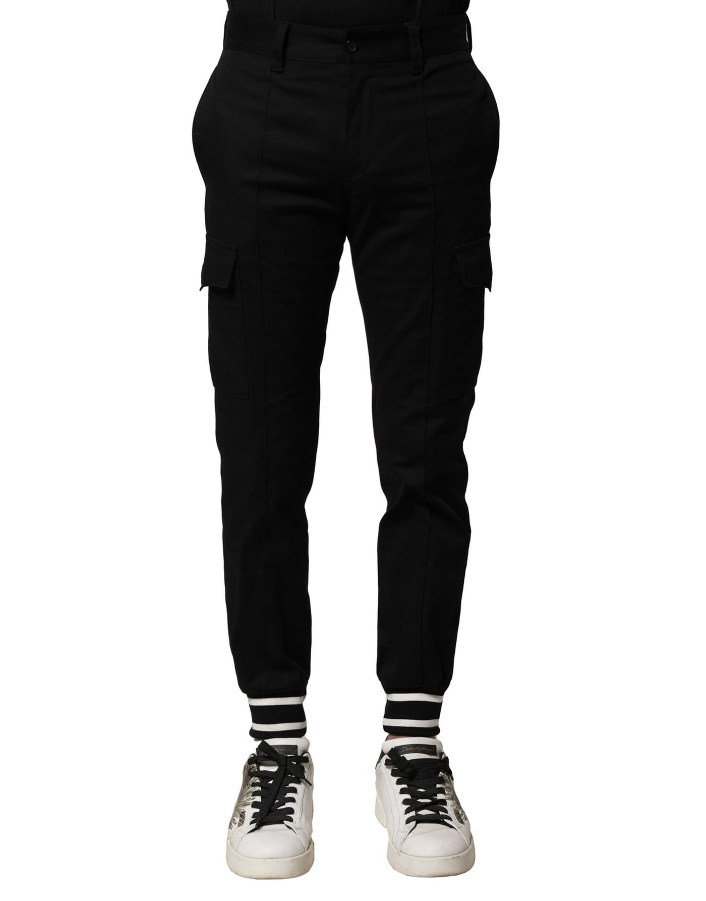 Pantalon de jogging cargo en coton noir Dolce &amp; Gabbana pour homme