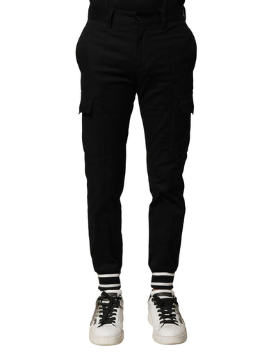 Pantalon de jogging cargo en coton noir Dolce &amp; Gabbana pour homme