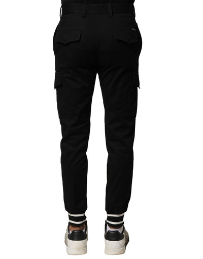 Pantalon de jogging cargo en coton noir Dolce &amp; Gabbana pour homme
