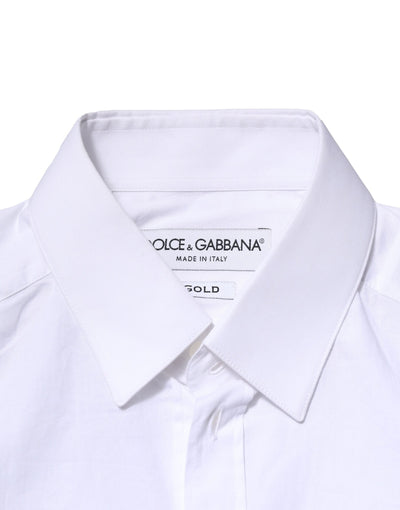 Dolce &amp; Gabbana Wit Katoenen GOUDEN Overhemd met Lange Mouwen