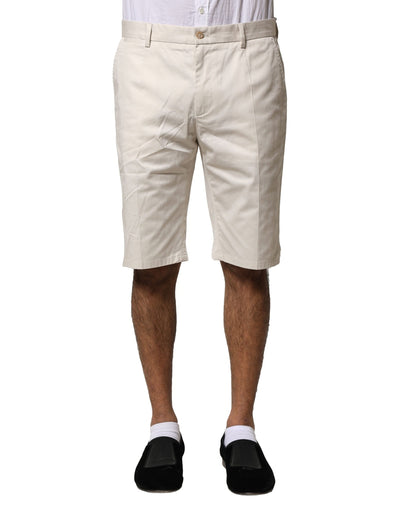 Dolce &amp; Gabbana beige katoenen stretch bermudashorts met middelhoge taille