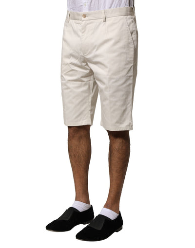 Dolce &amp; Gabbana beige katoenen stretch bermudashorts met middelhoge taille