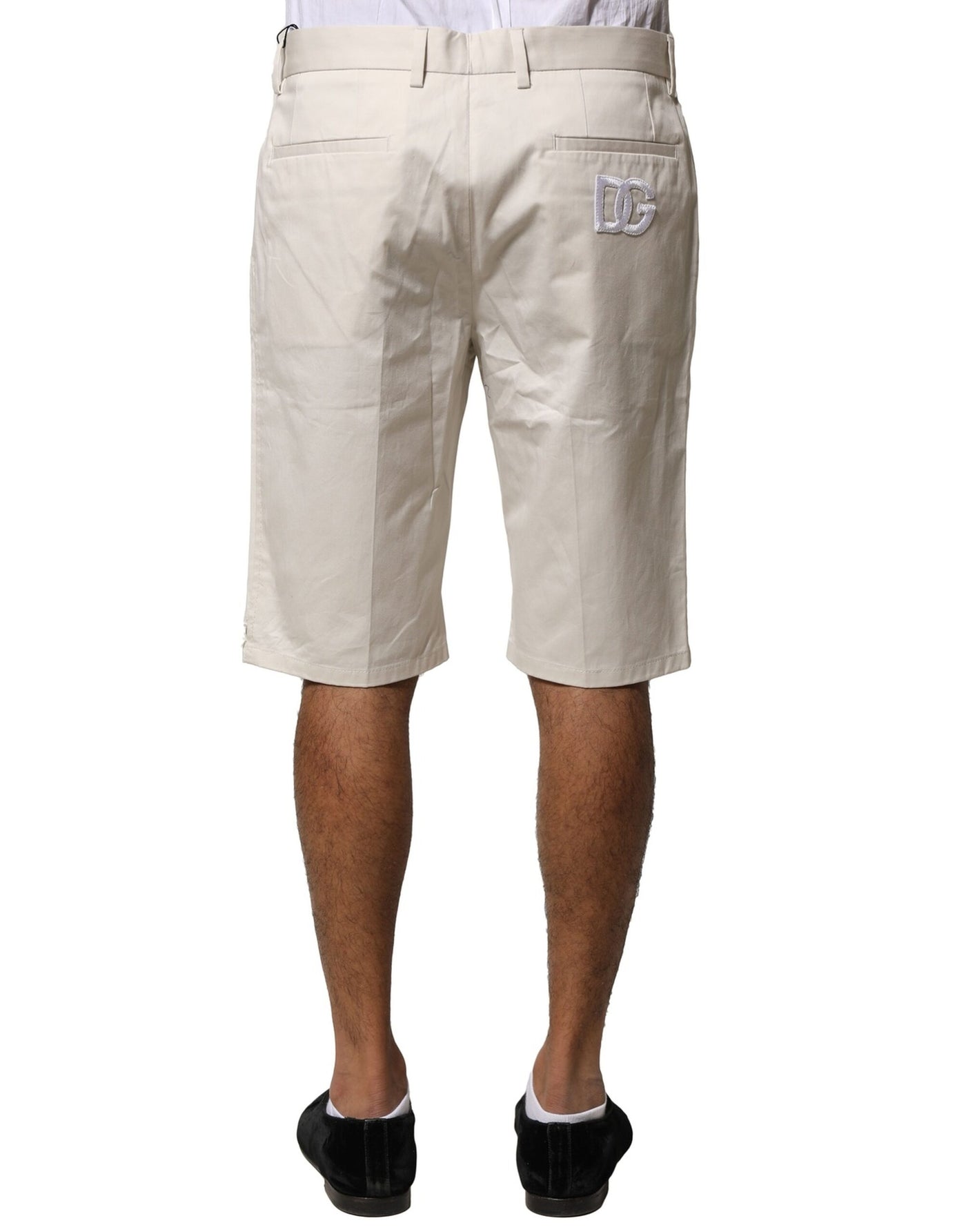 Dolce &amp; Gabbana beige katoenen stretch bermudashorts met middelhoge taille