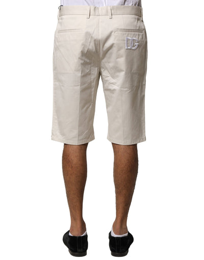 Dolce &amp; Gabbana beige katoenen stretch bermudashorts met middelhoge taille