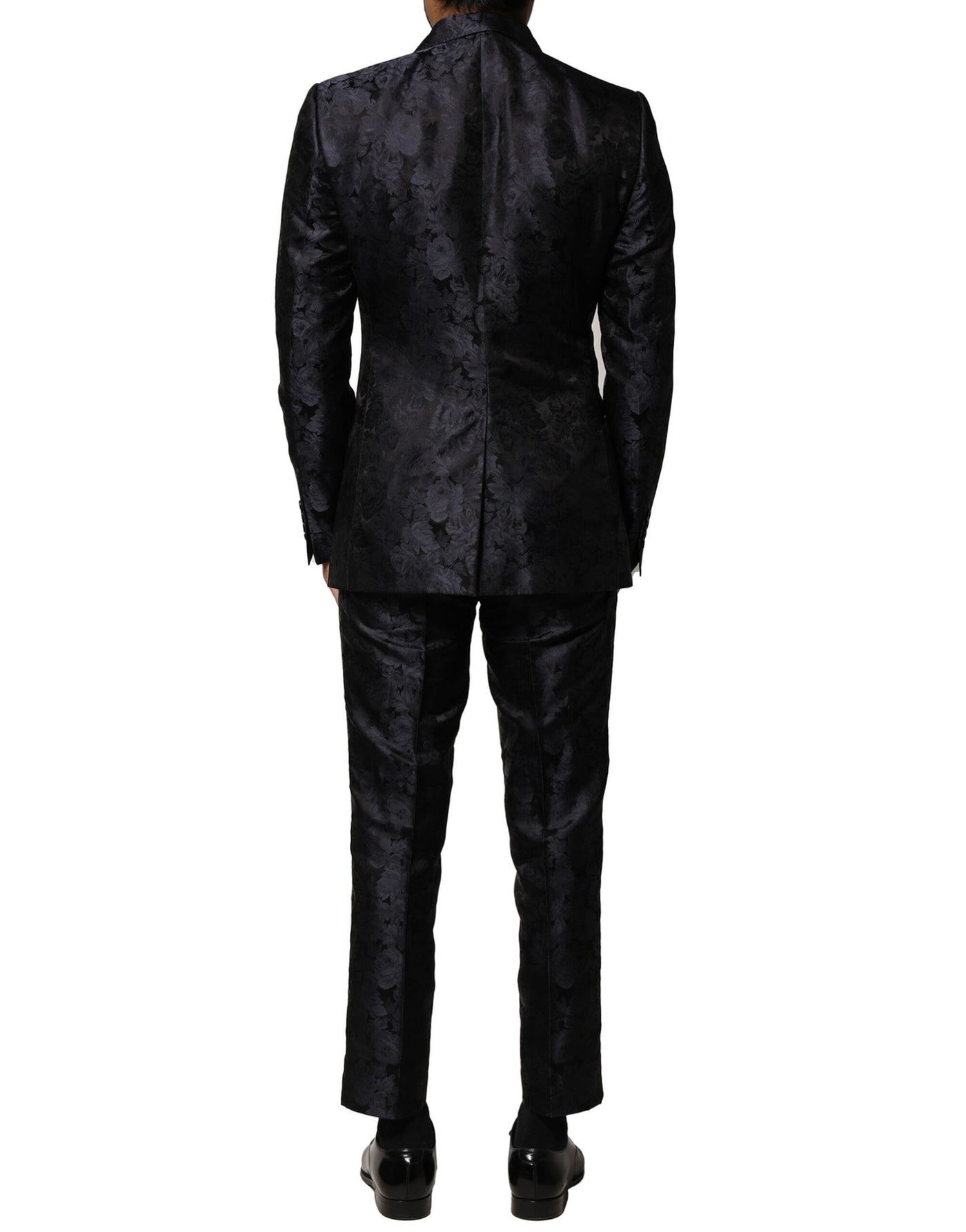 Costume 3 pièces simple boutonnage en jacquard noir Dolce &amp; Gabbana
