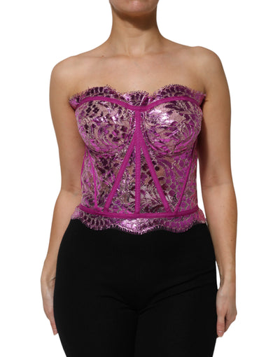 Dolce &amp; Gabbana roze bustier mouwloze korset blouse top