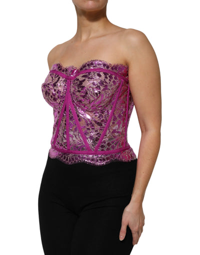 Dolce &amp; Gabbana roze bustier mouwloze korset blouse top