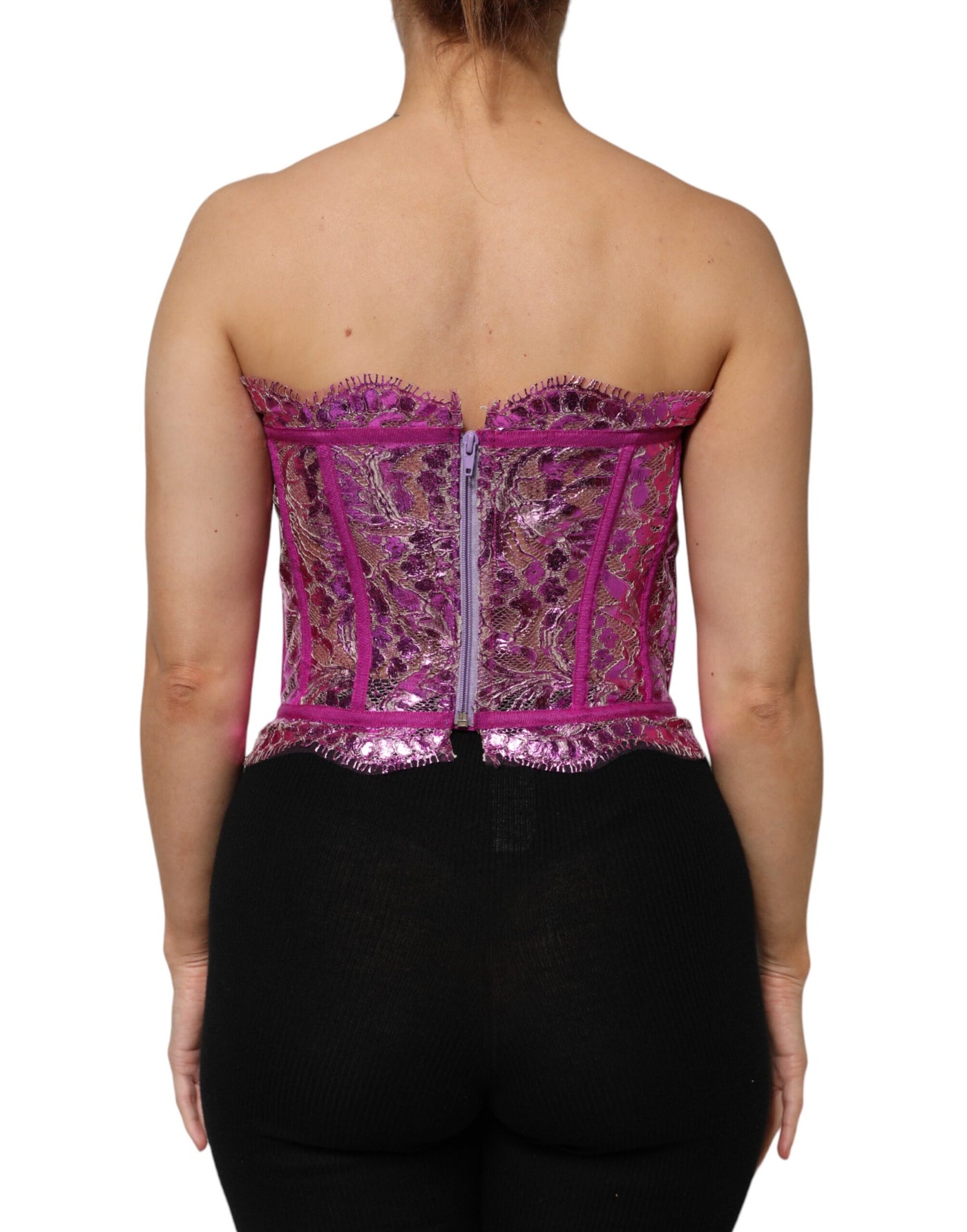 Dolce &amp; Gabbana roze bustier mouwloze korset blouse top