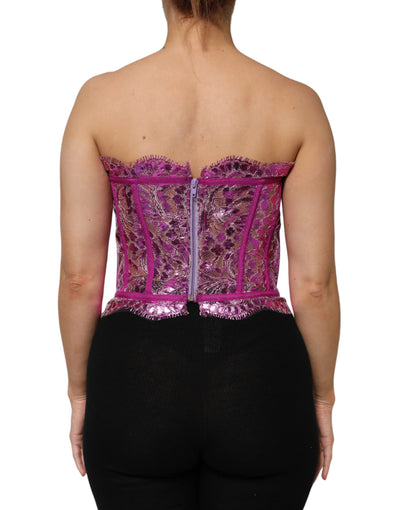 Dolce &amp; Gabbana roze bustier mouwloze korset blouse top