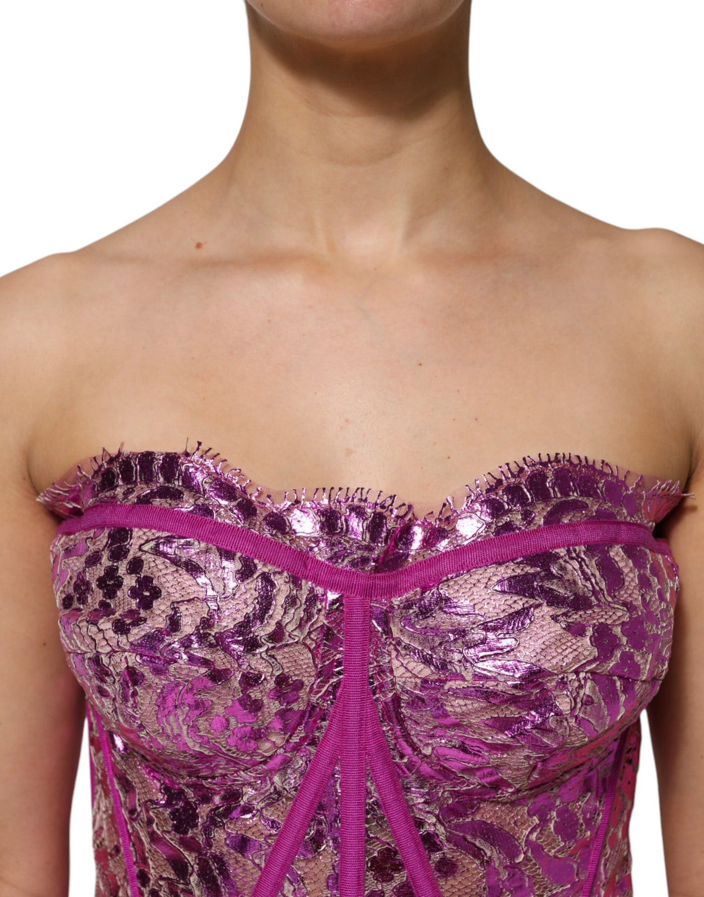 Dolce &amp; Gabbana roze bustier mouwloze korset blouse top