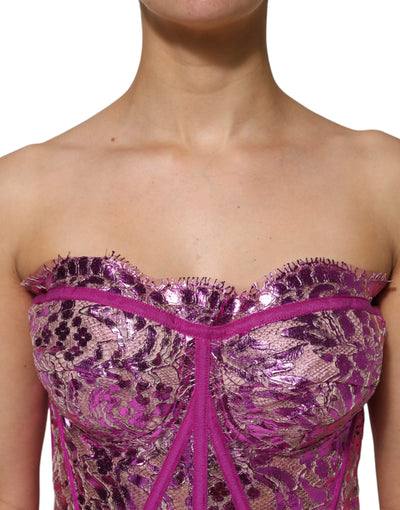 Dolce &amp; Gabbana roze bustier mouwloze korset blouse top