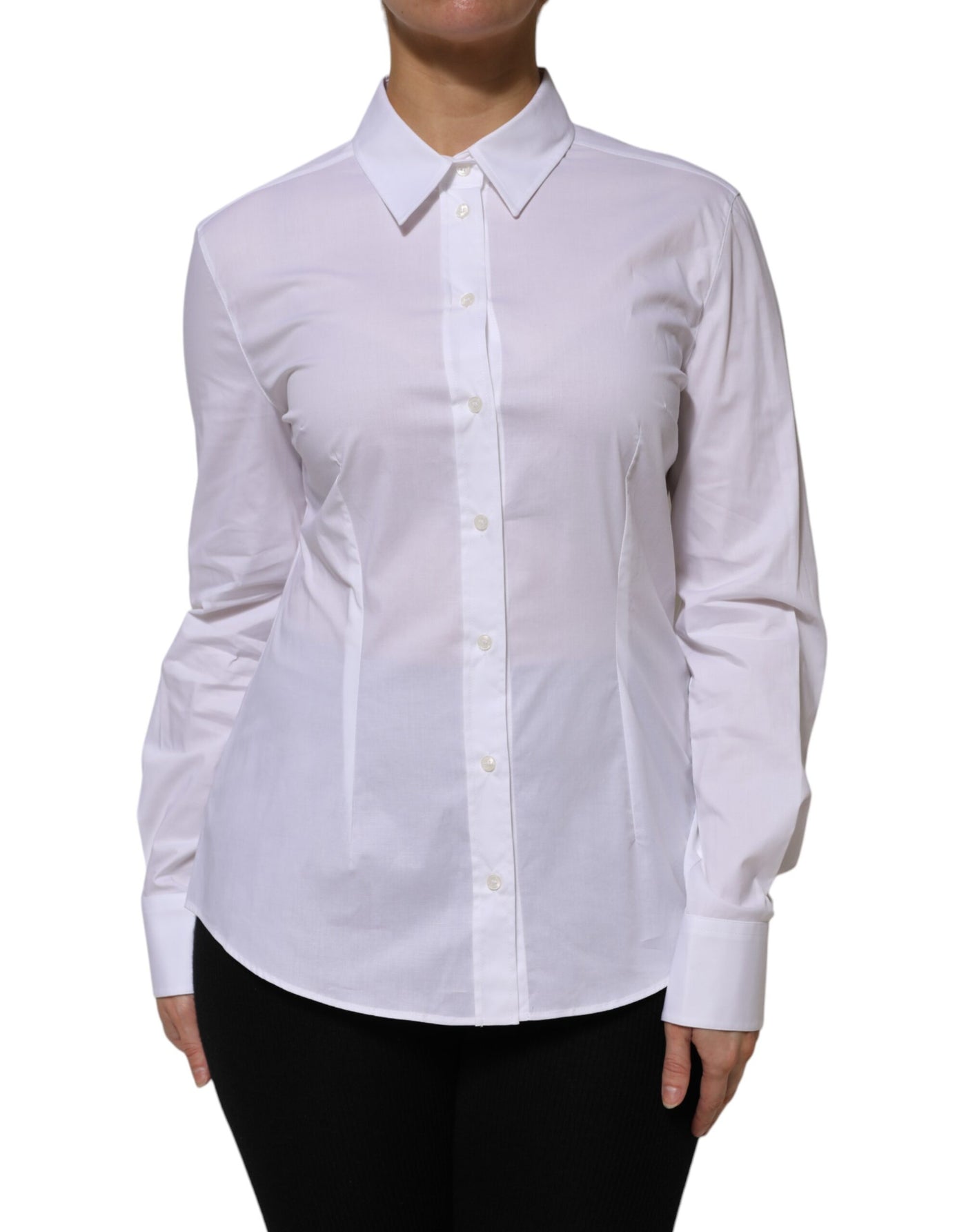 Dolce &amp; Gabbana Wit Katoenen Kraag Shirt met Lange Mouwen