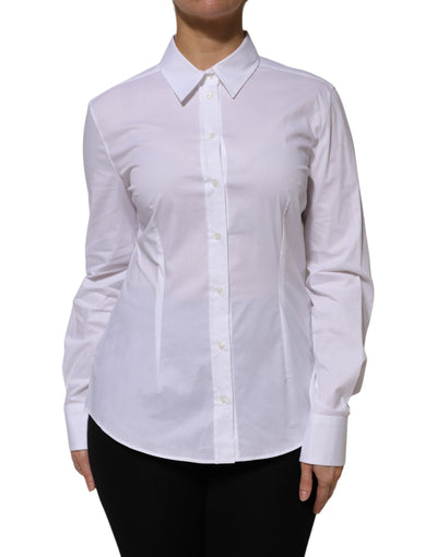 Dolce &amp; Gabbana Wit Katoenen Kraag Shirt met Lange Mouwen