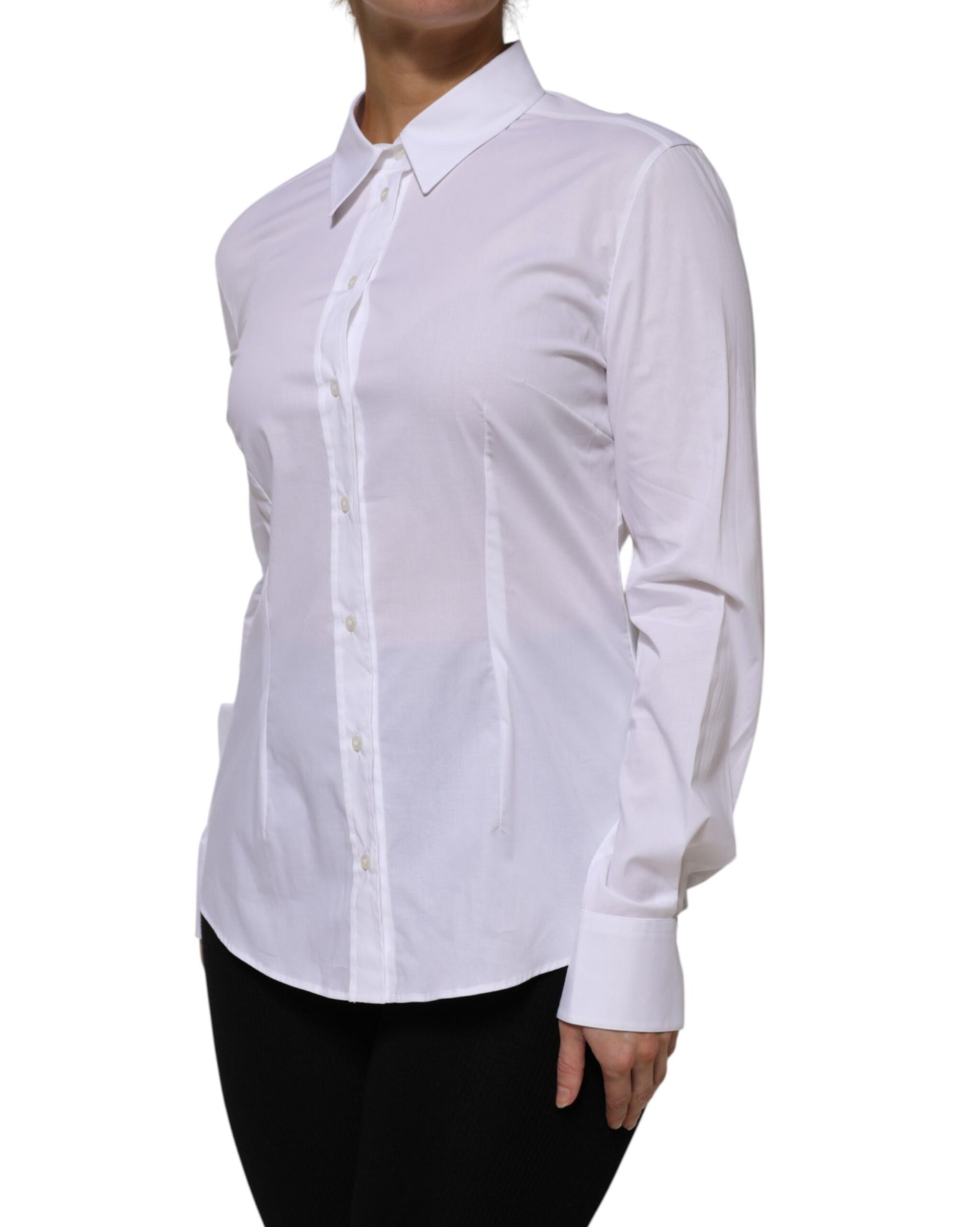Dolce &amp; Gabbana Wit Katoenen Kraag Shirt met Lange Mouwen