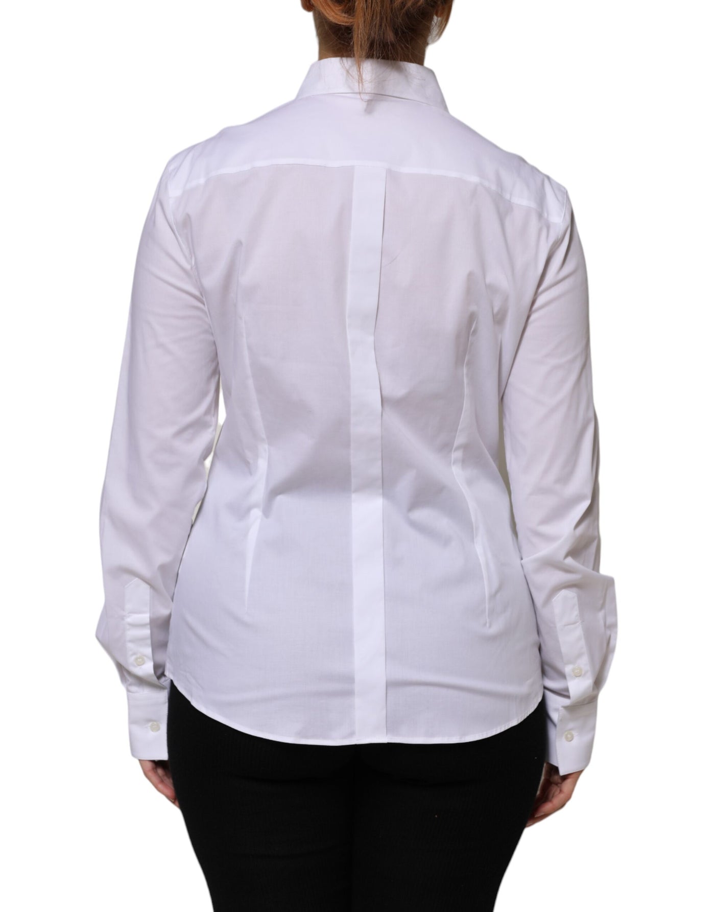 Dolce &amp; Gabbana Wit Katoenen Kraag Shirt met Lange Mouwen
