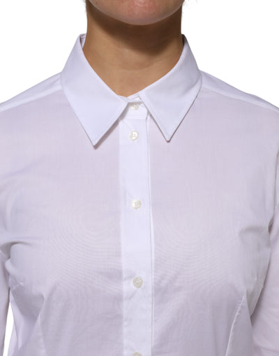 Dolce &amp; Gabbana Wit Katoenen Kraag Shirt met Lange Mouwen