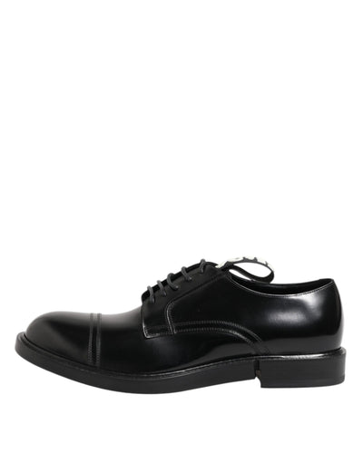Dolce &amp; Gabbana Zwarte Leren Veterschoenen Heren Formele Schoenen
