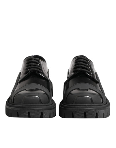 Dolce &amp; Gabbana Zwarte Lakleren Trekking Derby Schoenen
