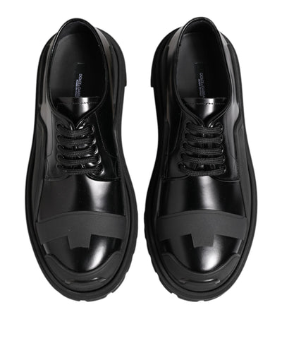 Dolce &amp; Gabbana Zwarte Lakleren Trekking Derby Schoenen