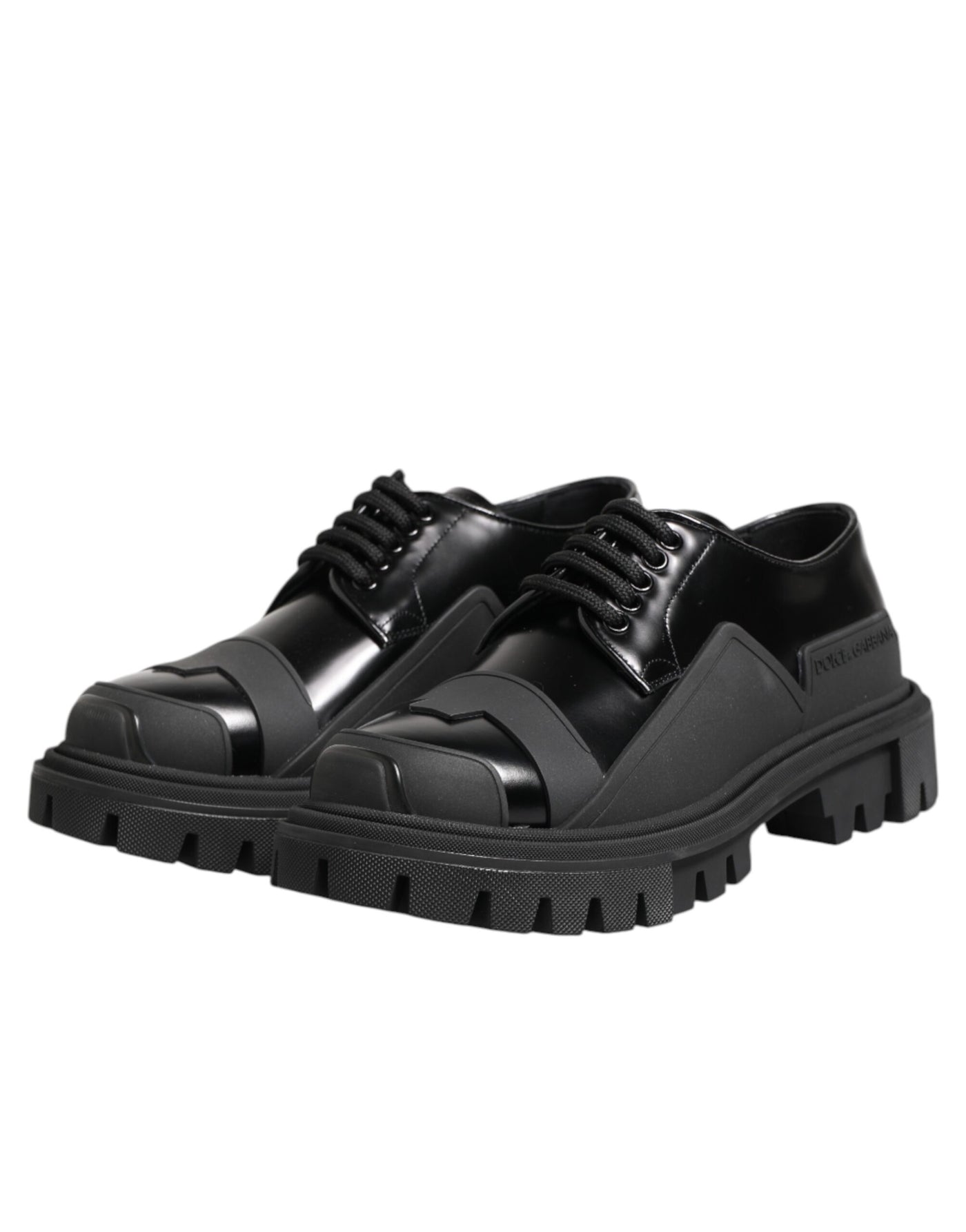 Dolce &amp; Gabbana Zwarte Lakleren Trekking Derby Schoenen