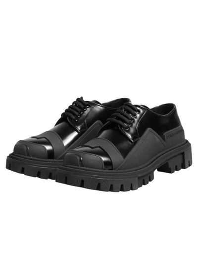 Dolce &amp; Gabbana Zwarte Lakleren Trekking Derby Schoenen