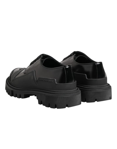 Dolce &amp; Gabbana Zwarte Lakleren Trekking Derby Schoenen