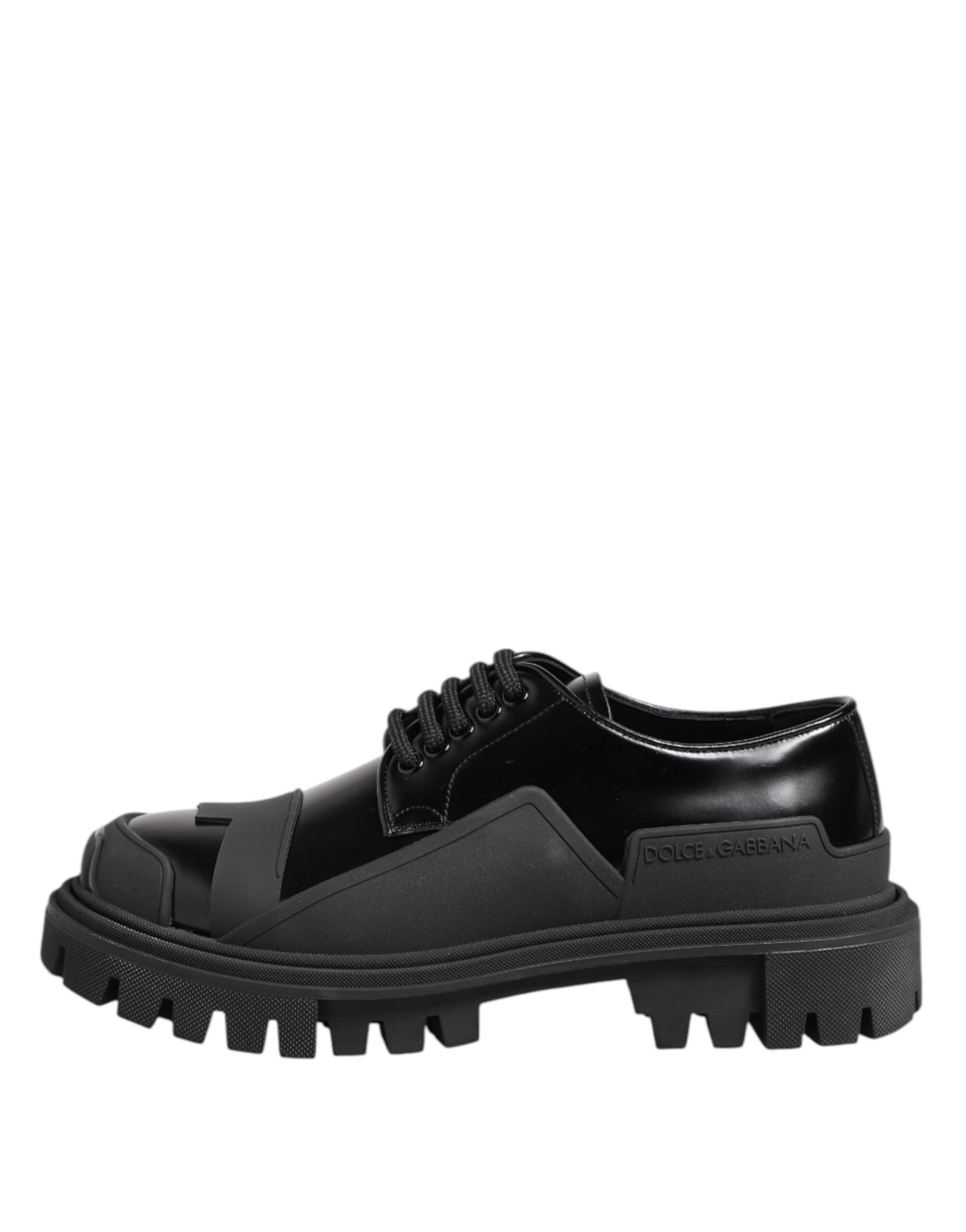 Dolce &amp; Gabbana Zwarte Lakleren Trekking Derby Schoenen