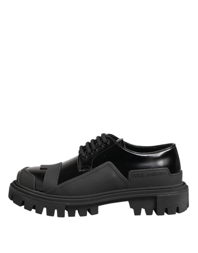 Dolce &amp; Gabbana Zwarte Lakleren Trekking Derby Schoenen
