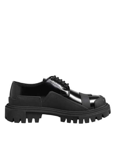 Dolce &amp; Gabbana Zwarte Lakleren Trekking Derby Schoenen