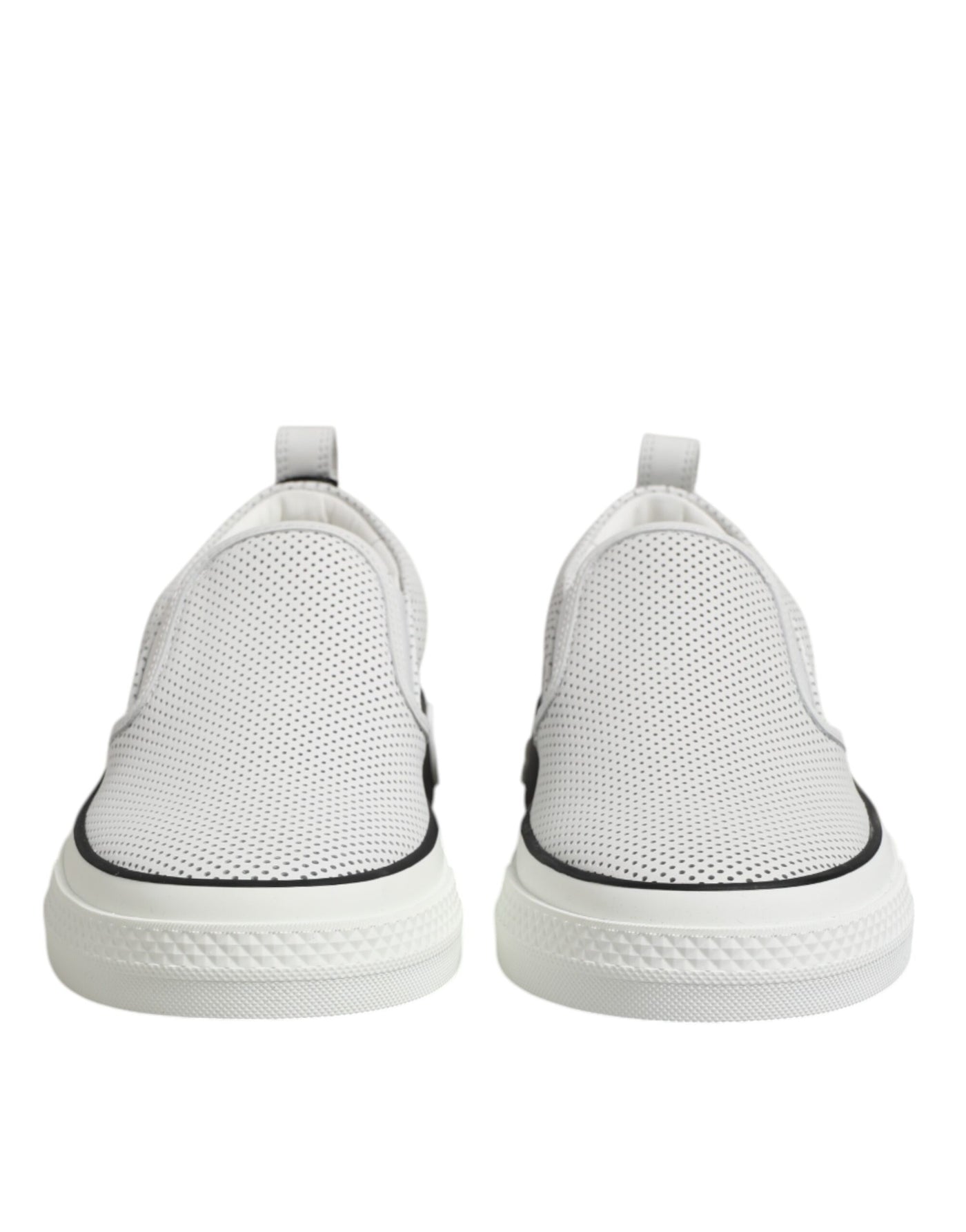 Dolce &amp; Gabbana Witte Gestippelde Leren Slip-On Sneakers voor Heren