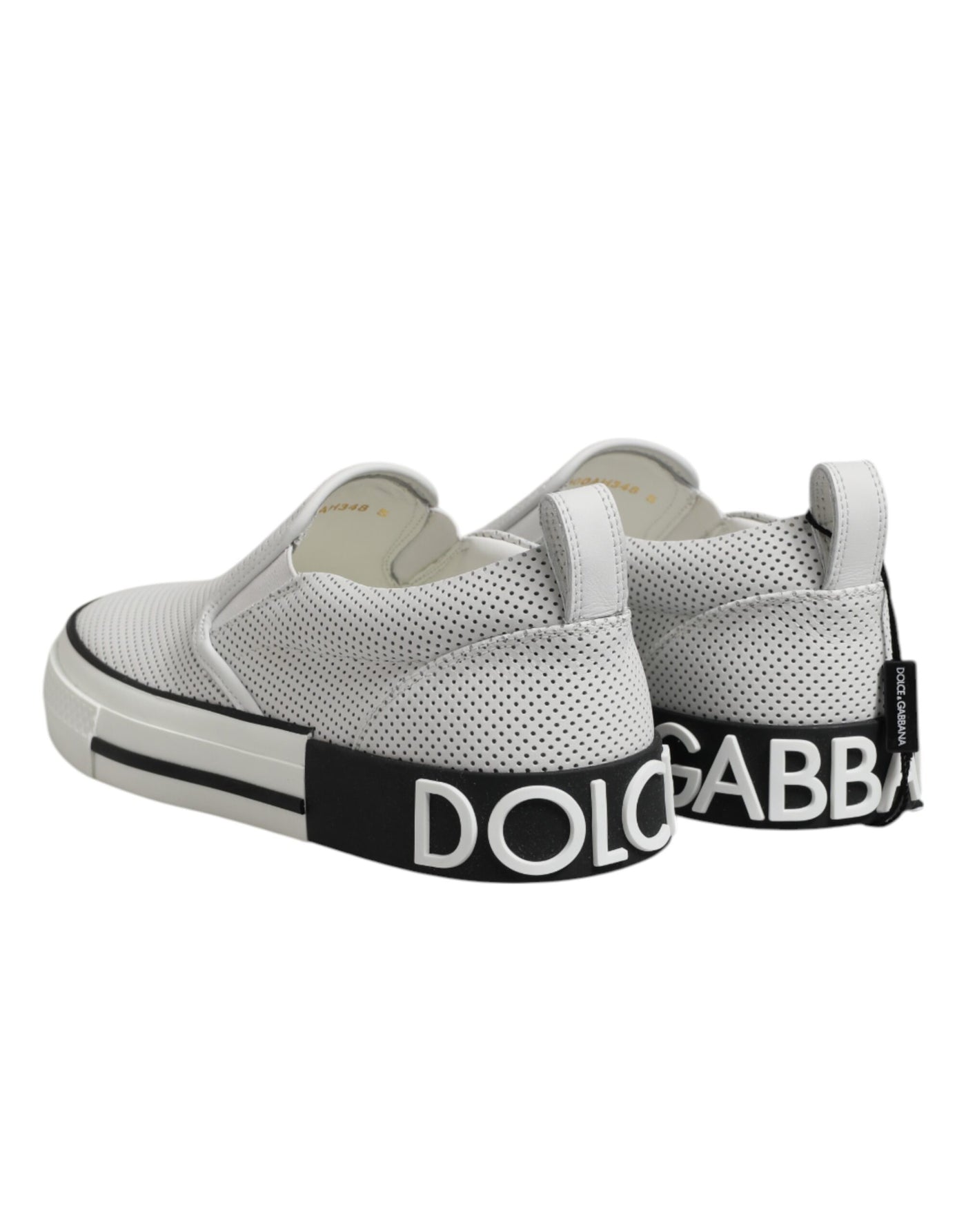 Dolce &amp; Gabbana Witte Gestippelde Leren Slip-On Sneakers voor Heren