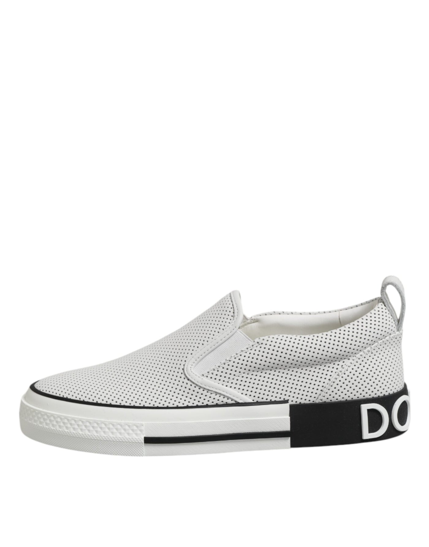 Dolce &amp; Gabbana Witte Gestippelde Leren Slip-On Sneakers voor Heren