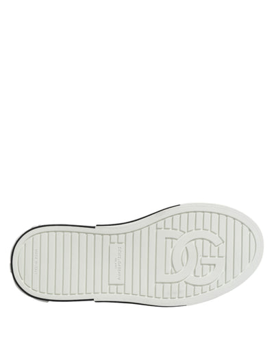 Dolce &amp; Gabbana Witte Gestippelde Leren Slip-On Sneakers voor Heren
