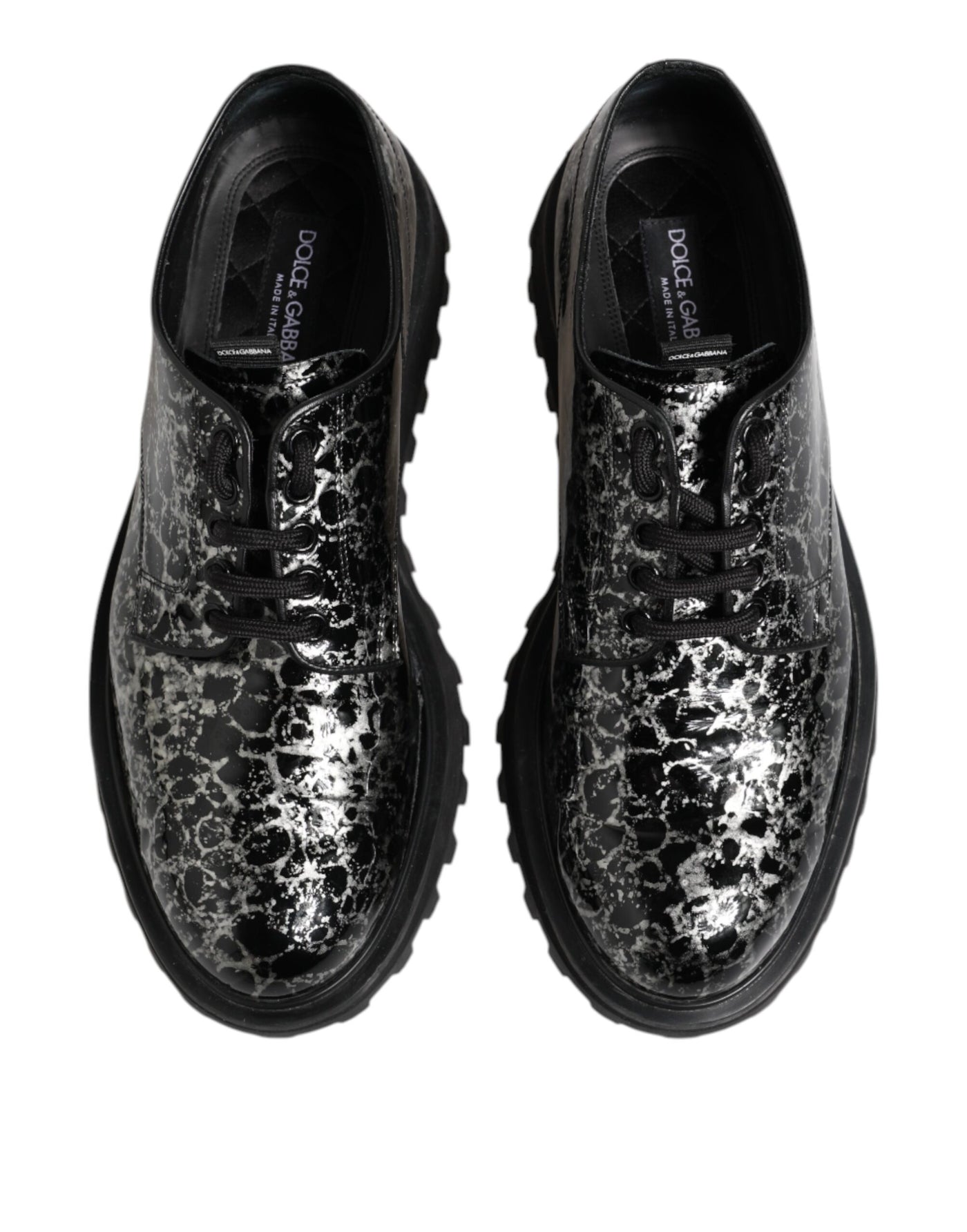 Dolce &amp; Gabbana Zwart Wit Kalfsleren Dikke Derby Schoenen
