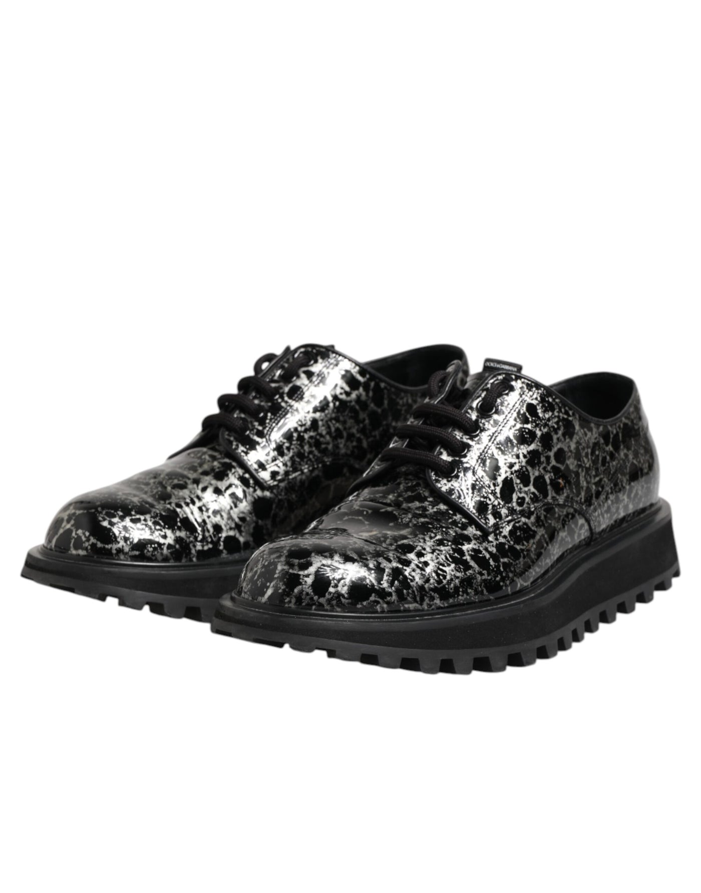 Dolce &amp; Gabbana Zwart Wit Kalfsleren Dikke Derby Schoenen