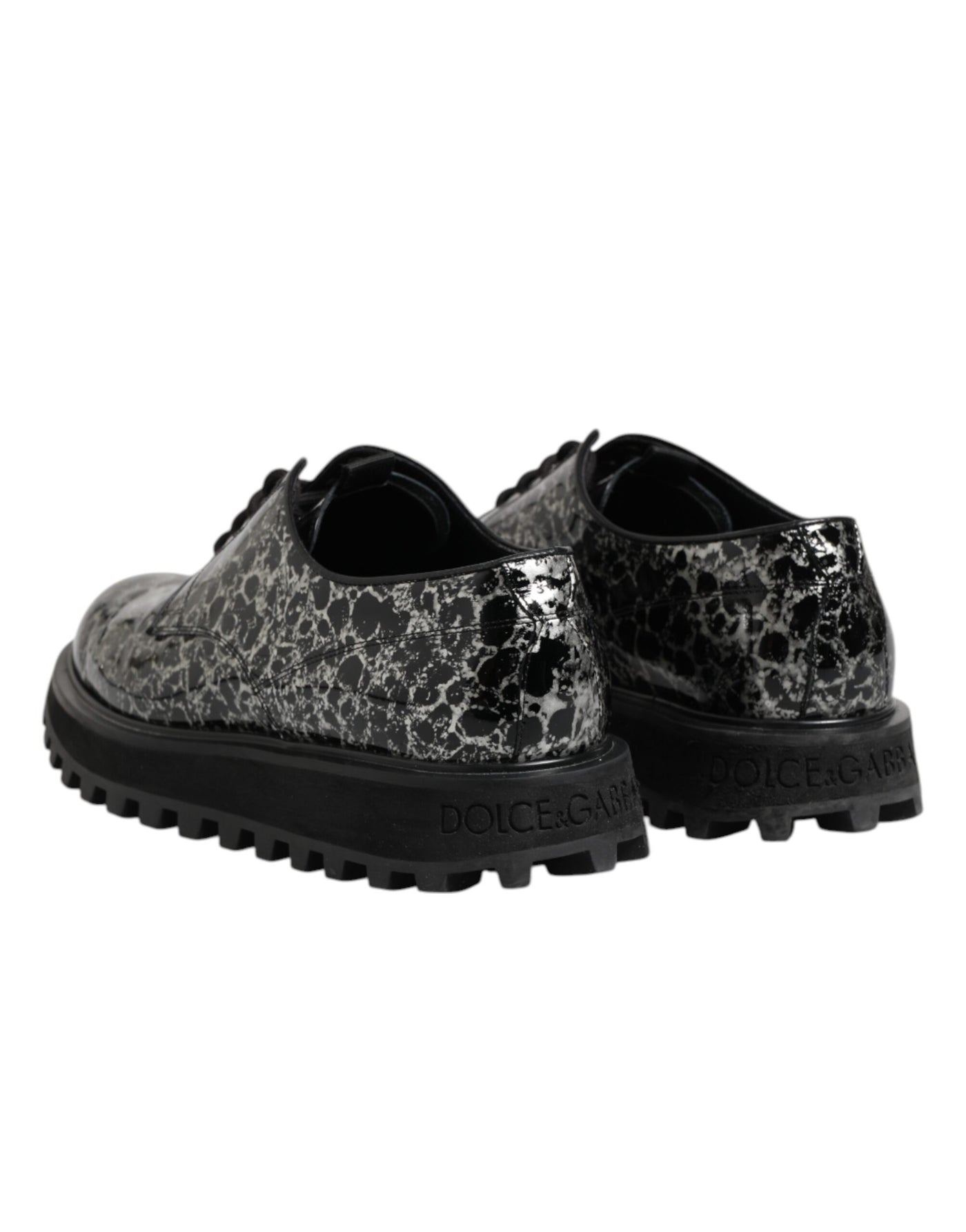 Dolce &amp; Gabbana Zwart Wit Kalfsleren Dikke Derby Schoenen