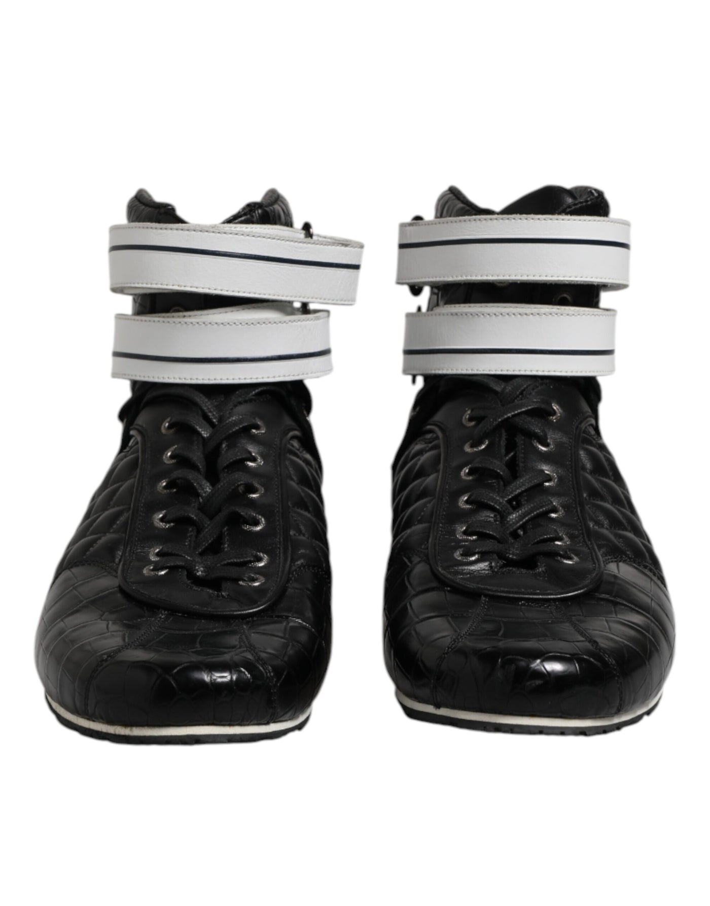 Dolce &amp; Gabbana Zwarte Gewatteerde Leren Veterschoenen